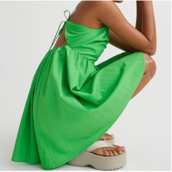 NEW H&M Cotton Blend Open Back Mini Dress, Size S - Picture 5 of 16